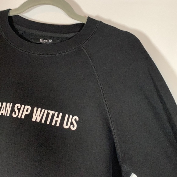 Brunette the Label You Can Sip With Us Black & White Sweater Top - Picture 3 of 7